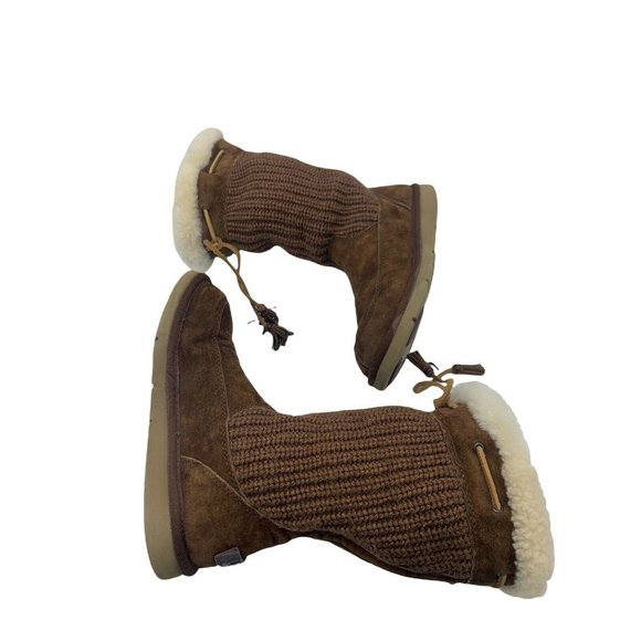 Ugg Australia 5124 Suburb Brown Size 6 Suede Crocheted Shearling Sweater Boots - Picture 7 of 10